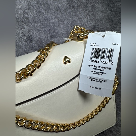 Coach Klare Crossbody Bag With Heart Rivets CDB01 Gold/chalk New - Picture 9 of 9